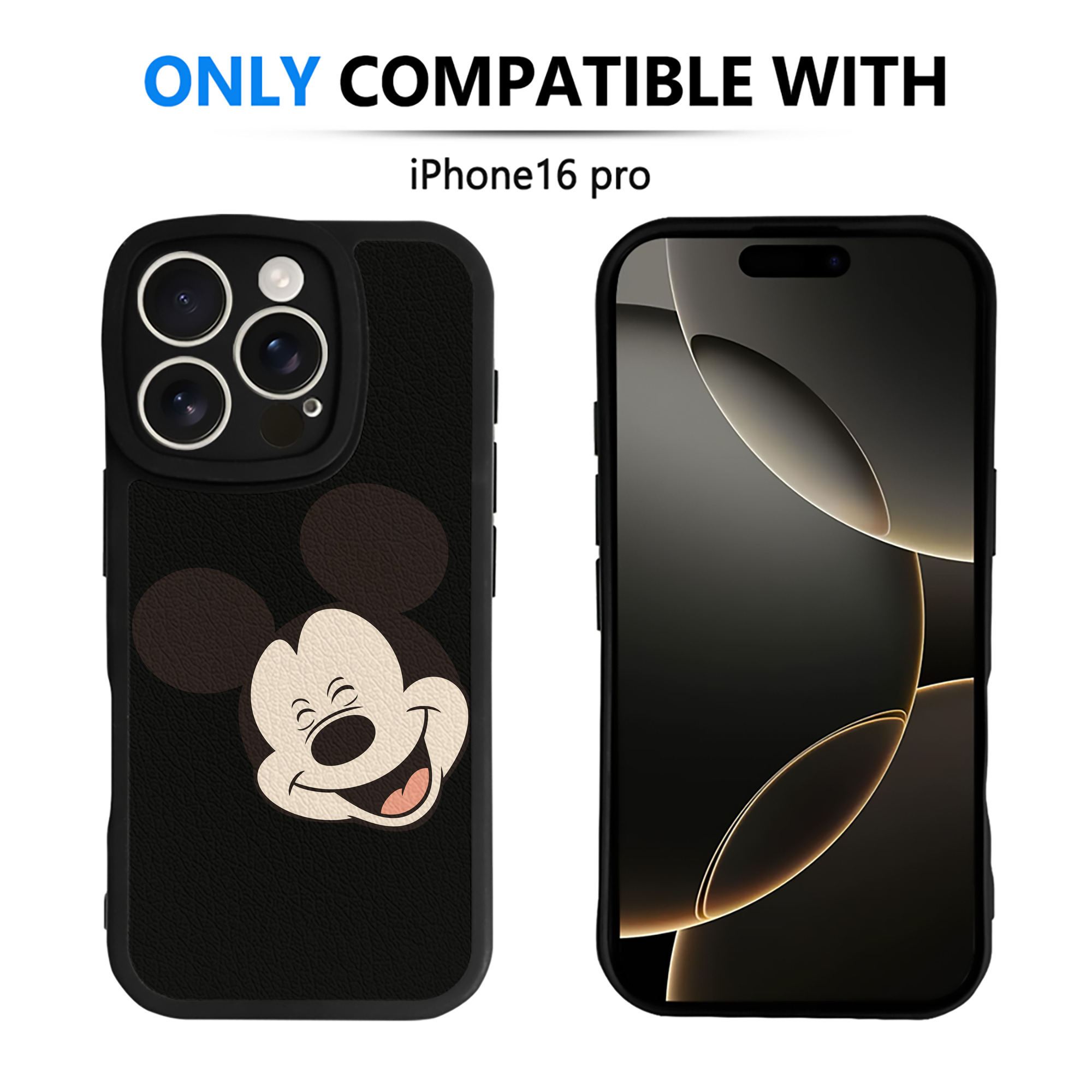 （画像用） ミッキーマウス Mickey Mouse 【iPhone 16シリーズ対応】シリコンスマホケース（レザー調） 材質：シリコン